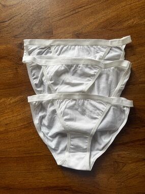 BGREEN Organic Cotton Women's String Bikini 3 pack Natural and White -Small- NEW